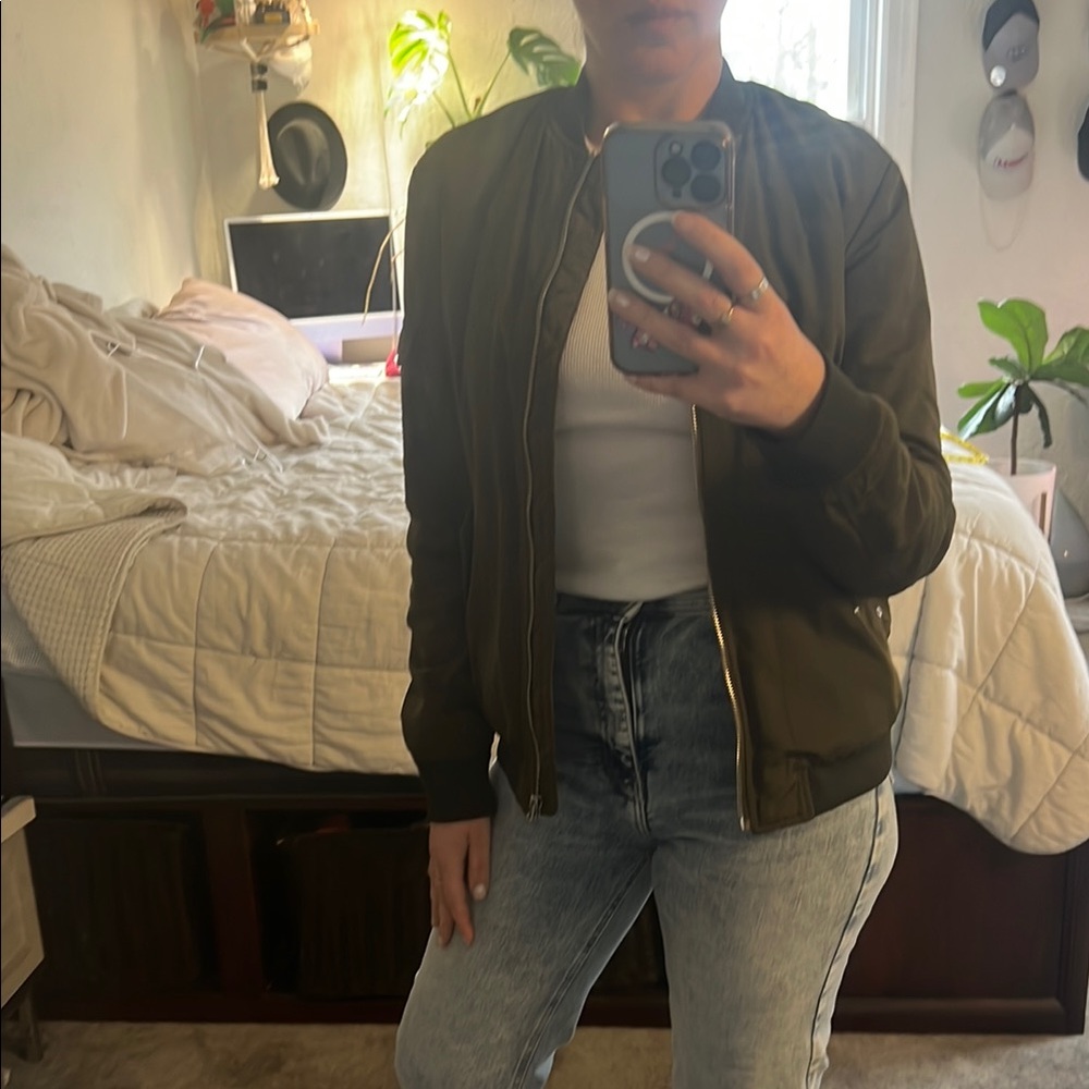 Zara Olive Bomber Jacket